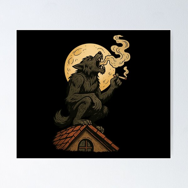 High Howl Under the Full Moon poster on Redbubble