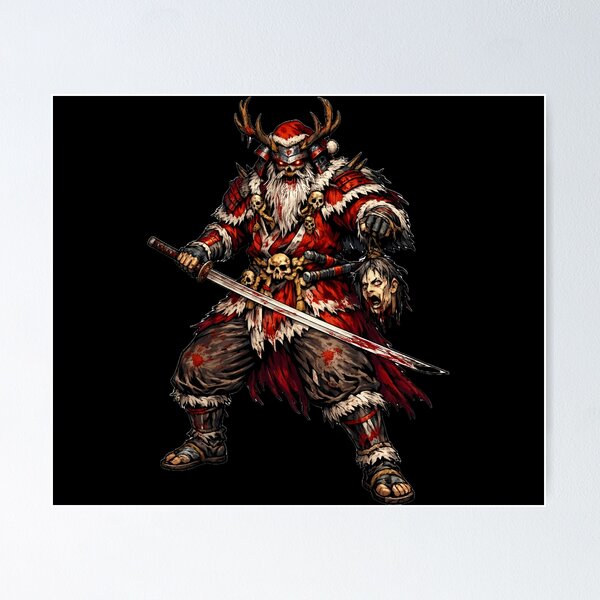 Horror Samurai Santa poster on Redbubble
