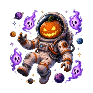 Pumpkin Astronaut Haunting shirt on TeePublic